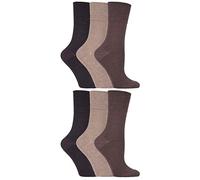 IOMI - 6er pack damen ohne gummi weitschaft baumwolle socken/diabetikersocken in 7 farben (37-42 eur, Braun LA6)