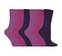 IOMI - 6er pack damen ohne gummi weitschaft baumwolle socken/diabetikersocken in 7 farben (37-42 eur, Lila LA8)