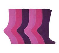 IOMI - 6er pack damen ohne gummi weitschaft baumwolle socken/diabetikersocken in 7 farben (37-42 eur, Rosa LA2)