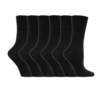 IOMI - 6er pack damen ohne gummi weitschaft baumwolle socken/diabetikersocken in 7 farben (37-42 eur, Schwarz LA1)