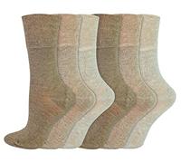 IOMI 6er Pack Damen Socken Ohne Gummibund Atmungsaktiv Extra Weit Bambus Diabetikersocken (37-42, Beige)