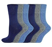 IOMI 6er Pack Damen Socken Ohne Gummibund Atmungsaktiv Extra Weit Bambus Diabetikersocken (37-42, Blau)