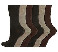 IOMI 6er Pack Damen Socken Ohne Gummibund Atmungsaktiv Extra Weit Bambus Diabetikersocken (37-42, Dunkelbraun)