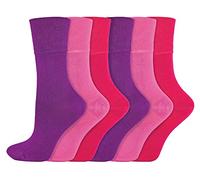 IOMI 6er Pack Damen Socken Ohne Gummibund Atmungsaktiv Extra Weit Bambus Diabetikersocken (37-42, Rosa)