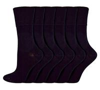 IOMI 6er Pack Damen Socken Ohne Gummibund Atmungsaktiv Extra Weit Bambus Diabetikersocken (37-42, Schwarz)