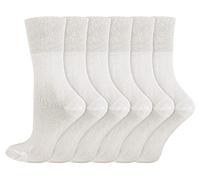 IOMI 6er Pack Damen Socken Ohne Gummibund Atmungsaktiv Extra Weit Bambus Diabetikersocken (37-42, Weiß)