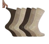 IOMI - 6er pack herren ohne gummi weitschaft baumwolle socken/diabetikersocken in 5 farben (IOMI Beige)