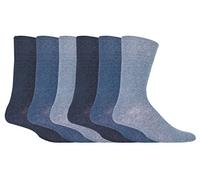 IOMI - 6er pack herren ohne gummi weitschaft baumwolle socken/diabetikersocken in 5 farben (IOMI Blau)
