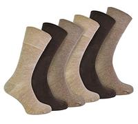 IOMI 6er Pack Herren Socken Ohne Gummibund Extra Weit Bambus Diabetikersocken für Geschwollene Beine (39-45, Braun)