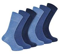 IOMI 6er Pack Herren Socken Ohne Gummibund Extra Weit Bambus Diabetikersocken für Geschwollene Beine (39-45, Navy blau)