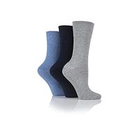 IOMI Damen 3 Paar Footnurse Gentle Grip Diabetische Socken Blau 37-41