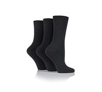 IOMI Damen 3 Paar Footnurse Gentle Grip Diabetische Socken Schwarz 37-41