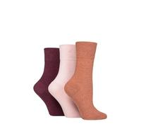 IOMI Damen 3 Paar Footnurse Gentle Grip Diabetische Socken Terrakotta/Lavendelcreme/Burgunderrot 37-41