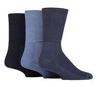 IOMI Footnurse - 3er-Pack Unisex extra breite Bambus-Diabetiker-Socken | 4 Größen | für geschwollene Füße und Beine | glatte Zehennaht | gepolsterter Fuß, denim, 9-11