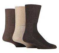 IOMI Footnurse - 3er-Pack Unisex extra breite Bambus-Diabetiker-Socken | 4 Größen | für geschwollene Füße und Beine | glatte Zehennaht | gepolsterter Fuß, coffee bean, 12-14