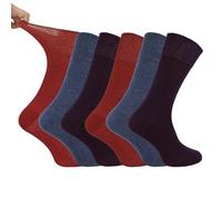 IOMI Footnurse Diabetiker-Socken für Herren, Baumwolle, nicht elastisch, mit Wabenmuster, 6 Paar, Burnt Orange / Blau / Burgundy, 6-11