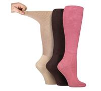 IOMI Kniehohe Diabetikersocken, 3 Stück, Bambus-Socken für geschwollene Füße, lange extra breite, nicht bindende Soft-Top-Socken, dunkelrosa, 4-8