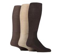 IOMI Kniehohe Diabetikersocken, 3 Stück, Bambus-Socken für geschwollene Füße, lange extra breite, nicht bindende Soft-Top-Socken, coffee, 12-14