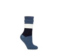 IOMI SOCKSHOP Heat Holders Socken - Raynaud's 3.1 TOG Warm Gemütlich Thermal Streifend Anti-Rutsch Socken für Damen Größe 37-42 Geeignet für Diabetiker In 1 Paar Block Streifen Denim