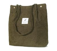 iophi Mode Strandtasche Tote Bag, Leichte Cord Tasche Damen Jutebeutel Umhängetasche Shopper Damen Groß Beutel für Schule, Arbeit, Einkaufen, Reisen und den Täglichen Gebrauch (Armeegrün)