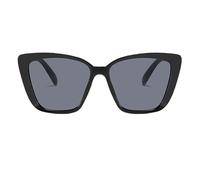 Iouyjiu Cat-Eye Sonnenbrille, Vintage-Katzen-Sonnenbrille, modische Damenbrille, UV400-Schutz, leichter Retro-Rahmen, schwarze Linse, perfekt für Festivals und Strandreisen, Schwarzer Rahmen, graue