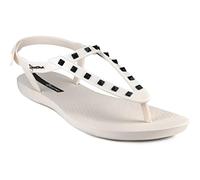 Ipanema Women's Class Rockstar Sandals - Bequeme und trendige Nietensandalen für Frauen mit Zehensteg-Stil und verstellbarem Knöchelriemenverschluss, Beige/Schwarz, 40 EU