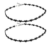 Ipetboom 2 Stück Choker Halsketten für Damen Kurze Herzhalsbänder aus Silberfarbenem Metall Modische Schmuckketten für Mädchen Komfortable Ketten mit Herzanhänger