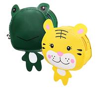 Ipetboom 2 Stück Kinder Geldbörsen aus Pu Leder mit 3D-Frosch Tiger Motiv Kleine Umhängetasche für Mädchen Schulterbeutel für Alltag Reisen