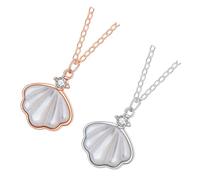 Ipetboom 2 Stück Muschelanhänger Halsketten Damen Titanstahl Schlüsselbein Kette Rosegold Silber Schmuck für Reisen und Partys