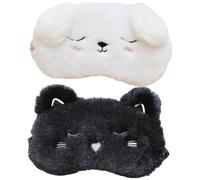 Ipetboom 2 Stück Teiliges Schlafmaske mit Niedlichen Cartoon tieren Weiche Komfortable Augenbinde Lichtundurchlässig für Reisen Büro und Nickerchen Passend für Leicht und Hautfreundlich