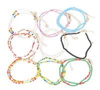 Ipetboom 9 Stück Teiliges Perlen Bunte Boho Halsketten für Frauen und Mädchen Farbige Transparente Bead Necklace Vielseitiger Schmuck für Hochzeit Party Alltag