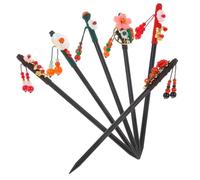 Ipetboom Haarstäbchen Aus Holz Mit Quaste 18cm Vintage Haarschmuck Damen Haarstab Für Dutts Und Formelle Frisuren Robustes Haarknoten Zubehör Mehrfarbig 6 Stück