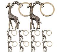 Ipetboom Metall Schlüsselanhänger Giraffe 10 Stück in Antikbronze Cartoon Ebene Anhänger für Rucksack Auto Schlüsselbund Dekoratives Geschenk Party Gefälligkeiten