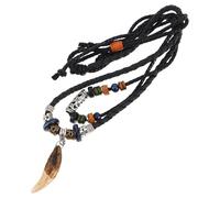 Ipetboom Strandkette mit Haizahn-anhänger Geflochtene Kunstleder-halskette Vintage-ethno-stil für Damen und Herren