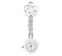 Ipetboom Taschenuhr Krankenschwester mit Clip und Retro Blumen Design Weiß Gehäuse Leicht Ablesbare Ziffern für Pflegekräfte und Auszubildende im Gesundheitswesen