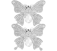 iplusmile 1 Paar Schuhclips Strass Schmetterlings Schuhclips aus Legierung Silberfarbene Dekorative Hochzeitsschuhclips mit Feiner Verarbeitung für Damenparty