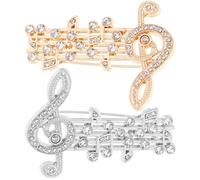 iplusmile 2 Stück Gitarren Noten Broschen aus Legierung Elegante Strass Anstecknadeln für Kleidung für Tägliche Outfits und Modisches Accessoire