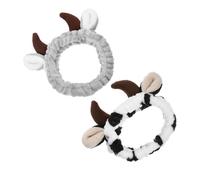 iplusmile 2 Stück Kuhhörner Haarband aus Gewebe Bequem und Modisch für Tägliche Hautpflege und Make Up Anwendung Süßes Kuh Spa Stirnband für Damen
