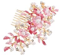 iplusmile Haarkamm Braut mit Perlen und Blumen 6.1 Zoll Haarschmuck für Brautjungfern und Frauen Kopfschmuck für Hochzeit und Festliche Events Dekorativer Blumenhaarkamm