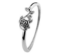 iplusmile Vintage Silber Damenring mit Rosenmotiv Zarter Fingerring Größe 7 Trauring Schmuck für Alltag und Geschenk