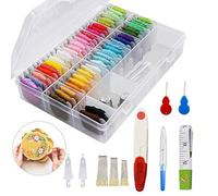 iPobie 50 Farben Stickgarn mit Organizer Aufbewahrungsbox, Stickerei Starter Kit Kreuzstich Werkzeugsatz - 138 Stück