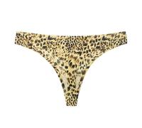 IPUDIS Leoparden-Tangas für Damen Sexy Nicht Sichtbar Aus Eisseide Nahtlos Tief Ausgeschnittene Höschen T-Rücken Unterwäsche Hipster G-String Bikini T-Rücken 3Er-Pack Gelb Xs