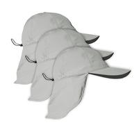 iQ-UV Schutz Kappe mit Nackenschutz Unisex 3er Pack Grau 55-61cm - Sonnenschutz Kappe UPF 50+ Tüv geprüft - Atmungsaktive Cap mit Nackenschutz für Herren & Damen - Mütze für Schutz für Nacken