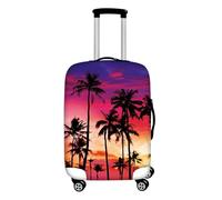 IQOPPEDR Koffer-Schutzhülle im Vintage-Stil, Motiv: Meeresschildkröte, Polyester, waschbar, für Damen und Herren, kratzfest, geeignet für 45,7-53,3 cm Gepäck, Hawaiianische Palme, Aquarell, Himmel,