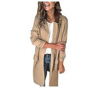 IQYU Blazer Damen Elegant, Cardigan Damenjacke Ohne Verschluss Kurzarm Mantel, Business Outfit Damen Longblazer, Sakko Damen Elegant Lang, üBergangsjacke Sommerjacke, Leichte FrüHlingsjacke