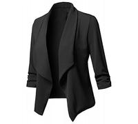 IQYU Blazer Damen Sportlich Kurz: Sakko Damen Schwarz Business Blazer 3/4 Arm Blazerjacken Große Größen Sommerjacke Leicht Elegant Übergangsjacke Anzugjacke Frühling Jacke/Bomberjacke