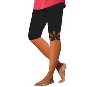 IQYU Capri-Leggings Damen 3/4 Yogahose High Waist Caprihose High Waist Schwarz Sport-Leggins Mit Taschen Elastische Blickdicht Sporthose Laufhose Sommer Große Größen Laufleggings Sporthose