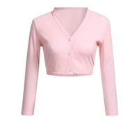 IQYU Cardigan Damen Kurz Sommerjacke Elegant Kurz Rosa Bolerojacke Bolero Sommer Cardigan Kurze Leichte Schulterjacke Festliche Shrug Transparent Mit 3/4 Ärmel Bettjäckchen