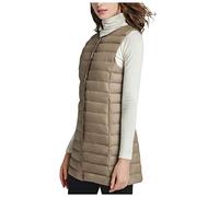 IQYU Damen Daunenweste Leicht Steppweste Schwarz Ohne Kapuze Steppjacke Elegant Übergangsjacke Dünne Daunenjacke Mit Tasten Daunenmantel Große Größen Übergangsjacke Warm Winterajcken Longweste