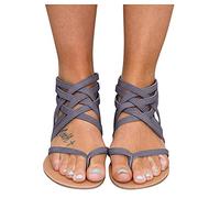IQYU Damen Sandalen Elegant SchnüRen Hoch RöMersandalen Damen Zum | Elegant Hausschlappen StrandSchuheSommerSchuheFlipflopsandalenRiemchenpumpsBadesandalen